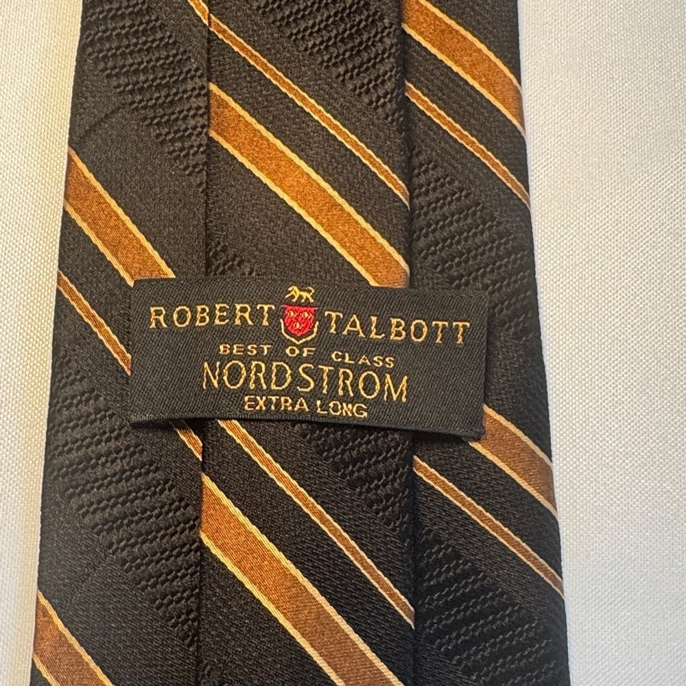 Robert Talbott Black and Gold Striped Silk Tie - Picture 3 of 7
